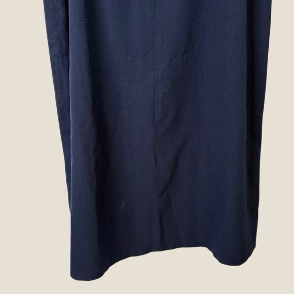 Ralph Lauren A-Line Navy Blue Vintage 77% Wool Equestrian Maxi Skirt Size 14 - Picture 10 of 12